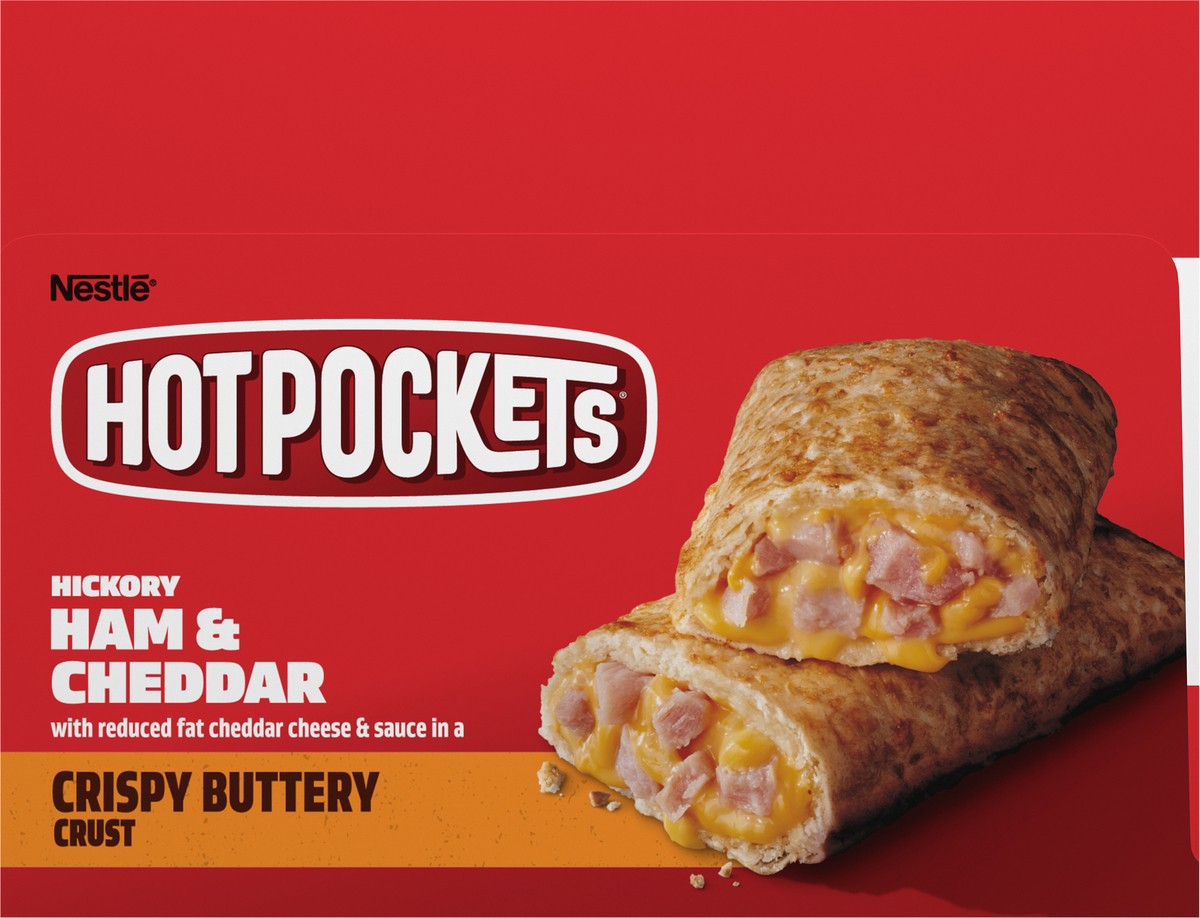 slide 14 of 14, Hot Pockets Hickory Ham and Cheddar Frozen Snacks in a Crispy Buttery Crust, Frozen Ham and Cheese Sandwiches Made with Cheddar Cheese, 17 Count Frozen Sandwiches, 76.50 oz