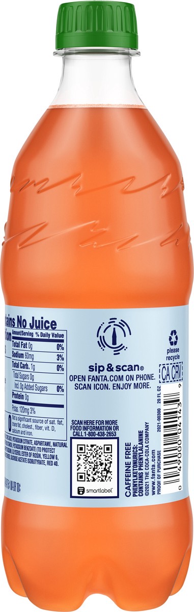 slide 2 of 7, Fanta Orange Zero Sugar Bottle, 20 fl oz, 20 fl oz