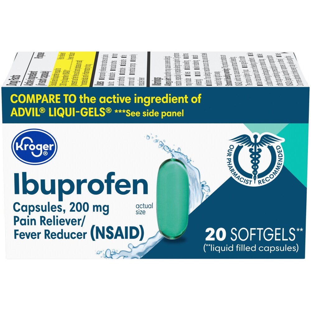 slide 1 of 1, Kroger Ibuprofen Softgels 200Mg, 20 ct