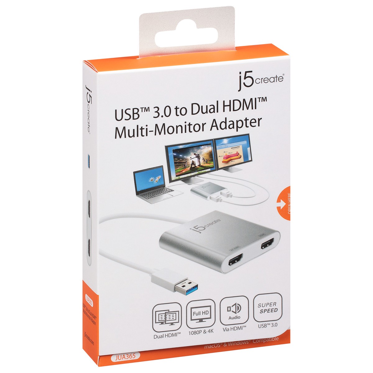 slide 7 of 9, j5create USB 3.0 Dual HDMI Multi-Monitor Adapter 1 ea, 1 ct