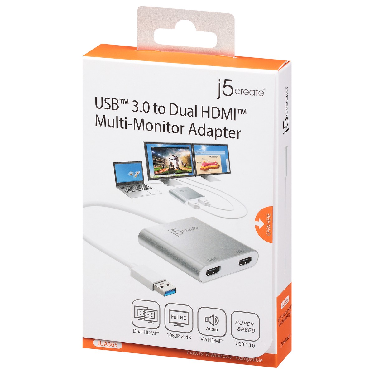 slide 4 of 9, j5create USB 3.0 Dual HDMI Multi-Monitor Adapter 1 ea, 1 ct