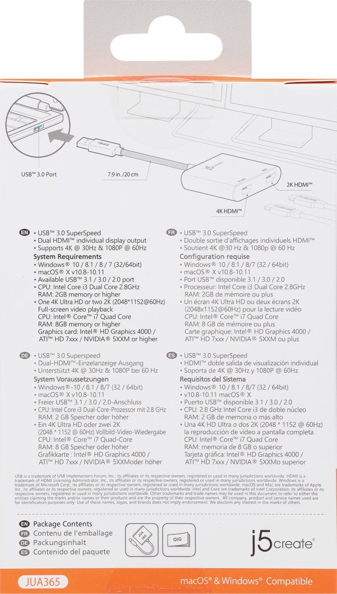 slide 6 of 9, j5create USB 3.0 Dual HDMI Multi-Monitor Adapter 1 ea, 1 ct