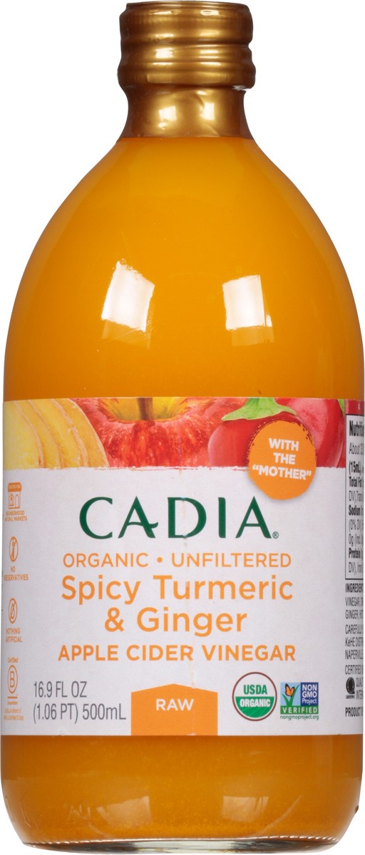 slide 2 of 14, Cadia Raw Unfiltered Organic Spicy Turmeric & Ginger Apple Cider Vinegar 16.9 fl oz, 16.9 fl oz