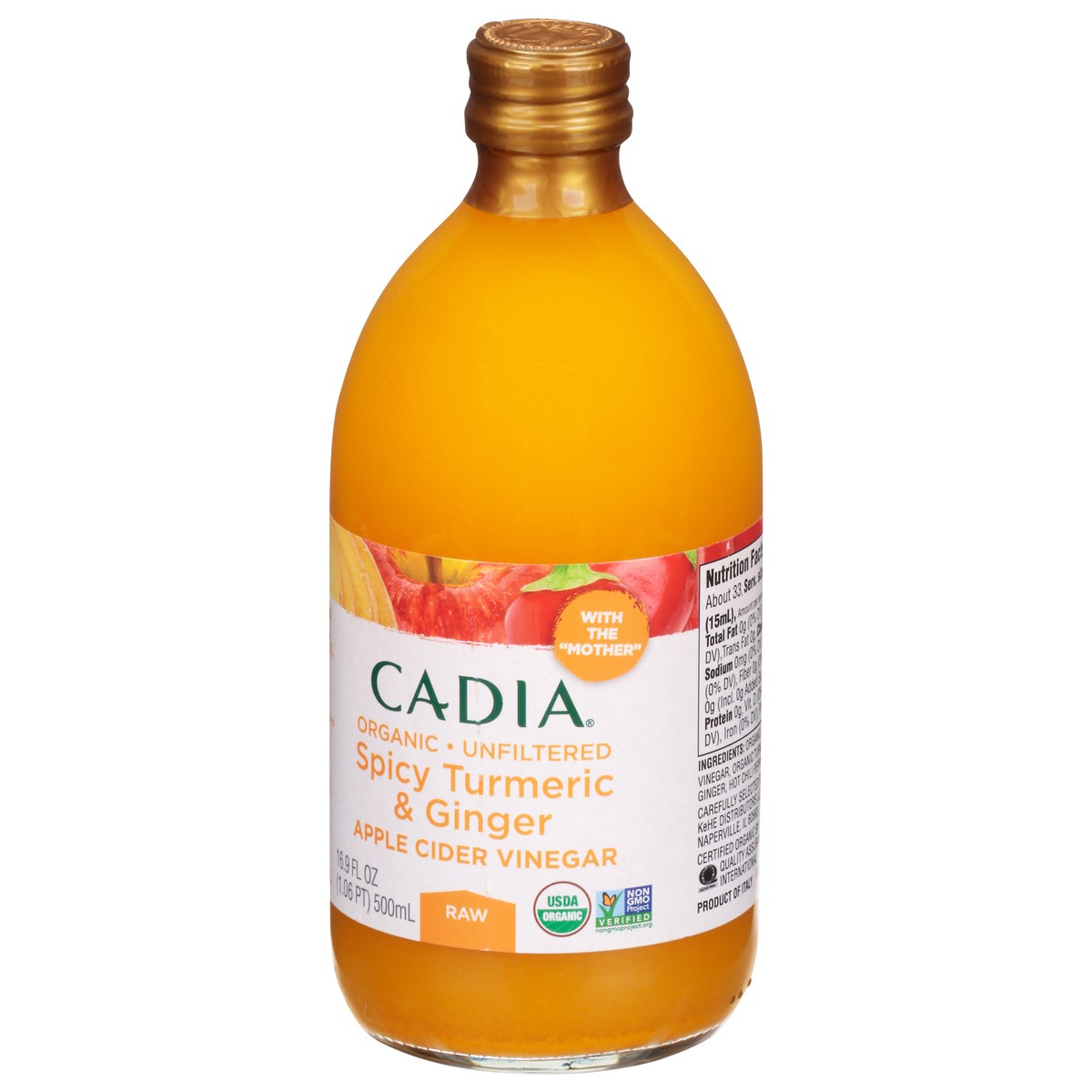 slide 3 of 14, Cadia Raw Unfiltered Organic Spicy Turmeric & Ginger Apple Cider Vinegar 16.9 fl oz, 16.9 fl oz