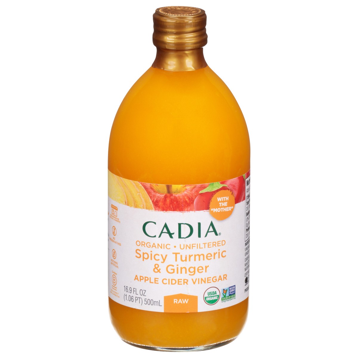 slide 13 of 14, Cadia Raw Unfiltered Organic Spicy Turmeric & Ginger Apple Cider Vinegar 16.9 fl oz, 16.9 fl oz