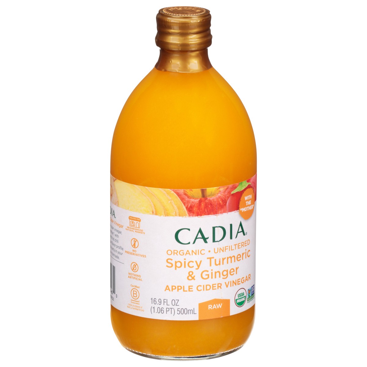 slide 9 of 14, Cadia Raw Unfiltered Organic Spicy Turmeric & Ginger Apple Cider Vinegar 16.9 fl oz, 16.9 fl oz