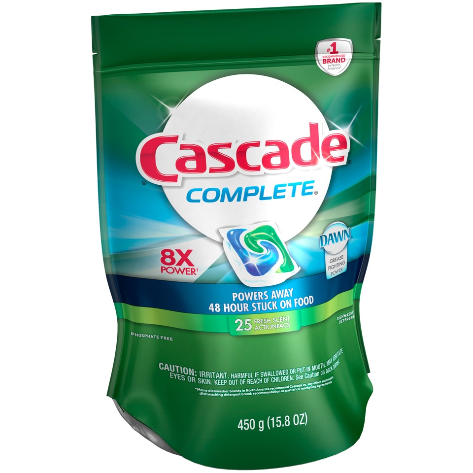 slide 1 of 1, Cascade Complete Fresh Scent ActionPacs Dishwasher Detergent, 25 ct