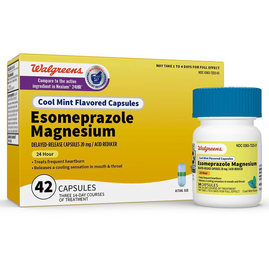 slide 5 of 5, Walgreens Esomeprazole Magnesium Delayed-Release Capsules 20 mg, Acid Reducer, 42 ct