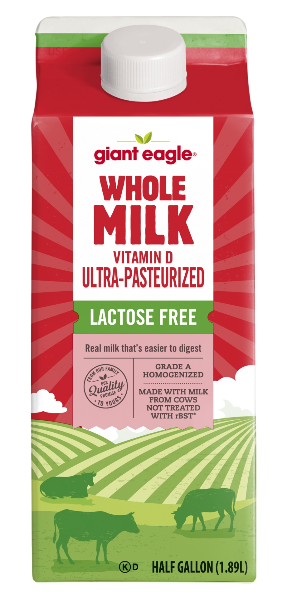 slide 1 of 1, Giant Eagle Milk, Whole, Vitamin D, Lactose Free, 64 oz