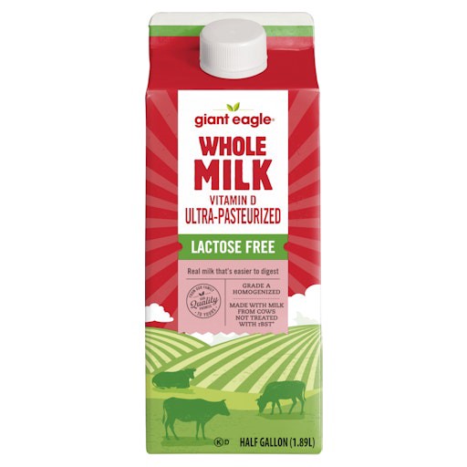 slide 1 of 1, Giant Eagle Milk, Whole, Vitamin D, Lactose Free, 64 oz