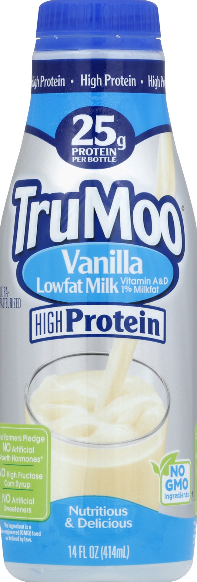 slide 1 of 7, TruMoo High Protein 1% Low Fat Vanilla Milk - 14 fl oz, 14 fl oz