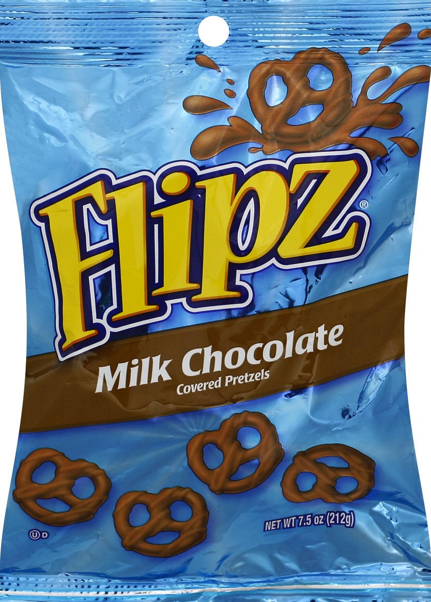 slide 5 of 5, Flipz Pretzels, Milk Chocolate Covered, 7.5 oz