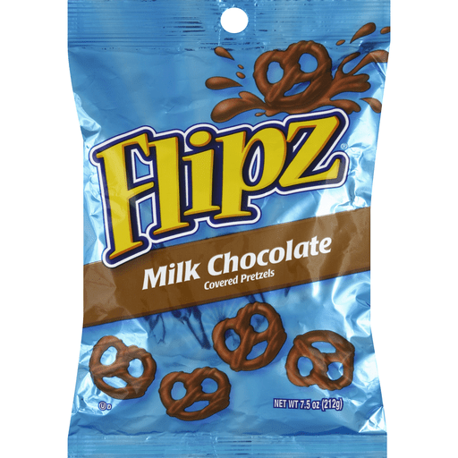 slide 1 of 1, Flipz Pretzels, Milk Chocolate Covered, 7.5 oz