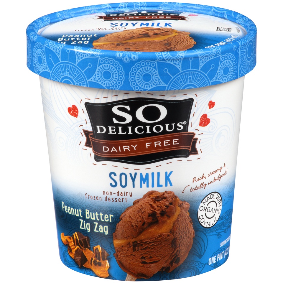 slide 1 of 1, So Delicious Dairy Free Soymilk Peanut Butter Zig Zag Frozen Dessert, 1 pint