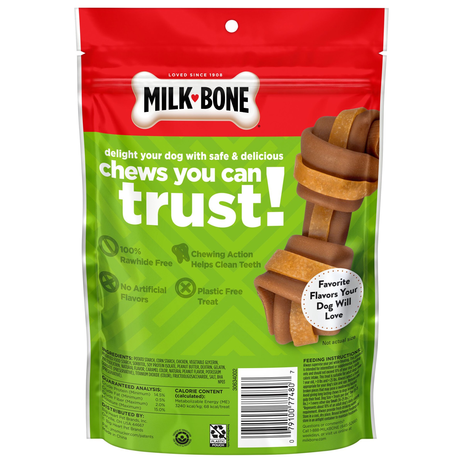 slide 3 of 10, Milk-Bone GnawBones Long Lasting Dog Treats with Real Peanut Butter and Chicken, Mini Size, 5.1-Ounce, 8 ct