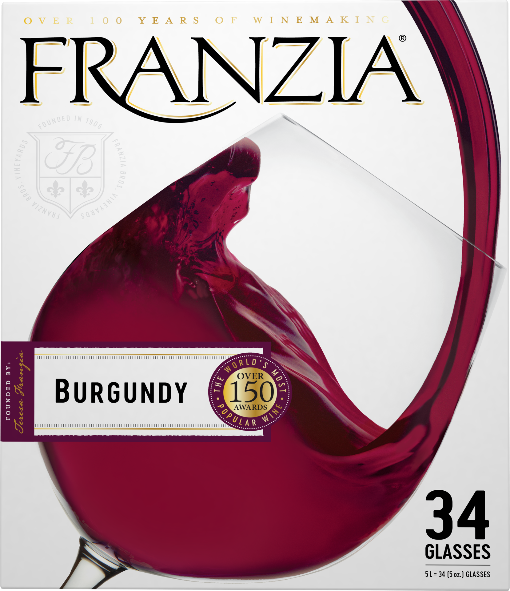 slide 2 of 4, Franzia Burgundy, Red Wine, American, 1 ct, 5L Box, 5 liter