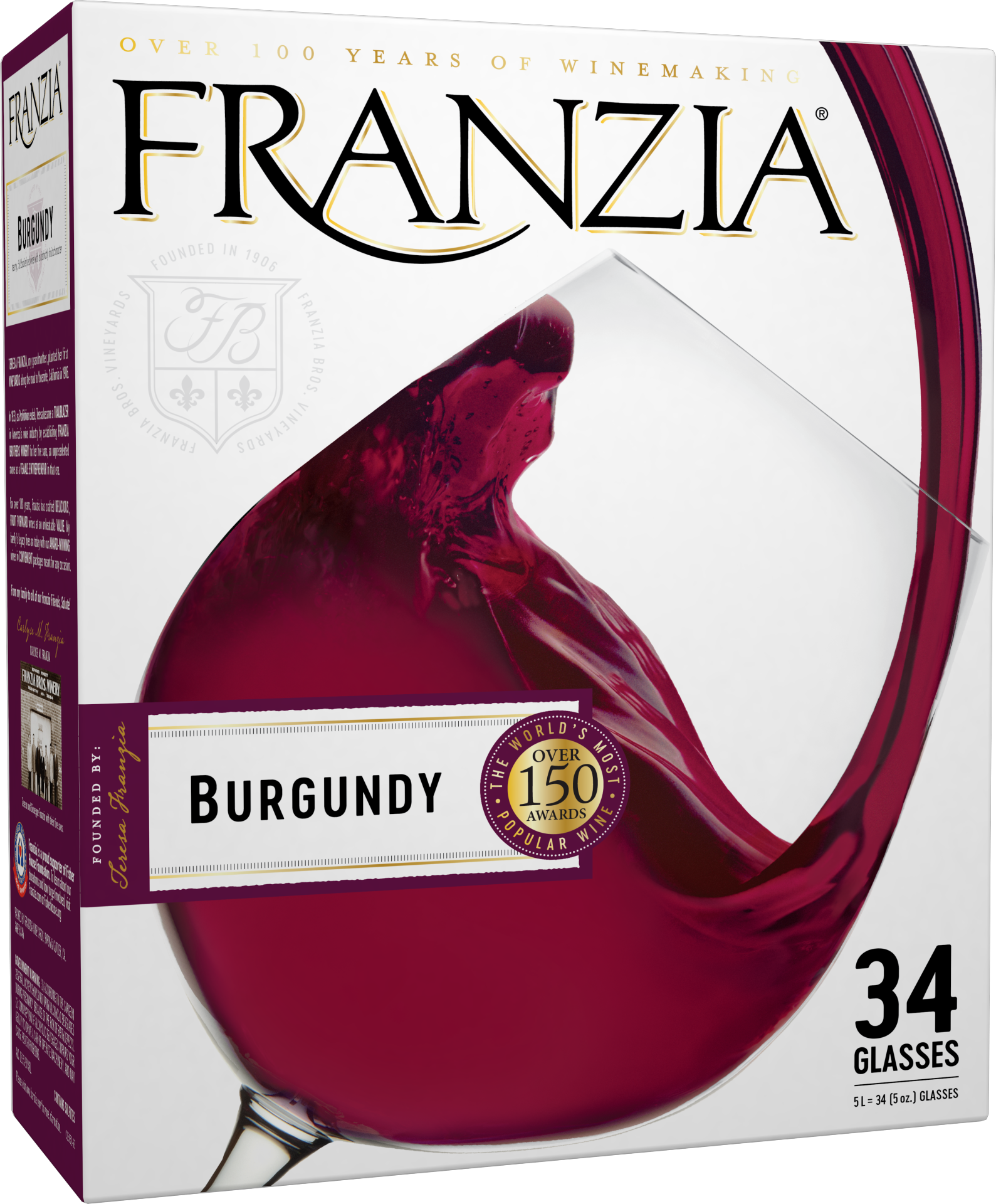 slide 1 of 4, Franzia Burgundy Red Wine, 5 liter