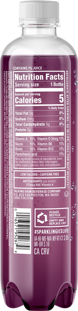 slide 7 of 11, Sparkling ICE Grape Raspberry Naturally Flavored Sparkling Water 17 fl. oz. Plastic Bottle, 17 fl oz