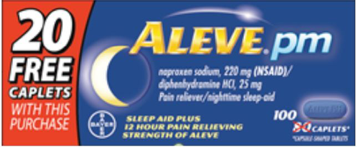 slide 1 of 2, Aleve Pm Sleep Aid Plus 12 Hour Pain Relief Caplets Naproxen Sodium Nsaiddiphenhydramine, 80 ct