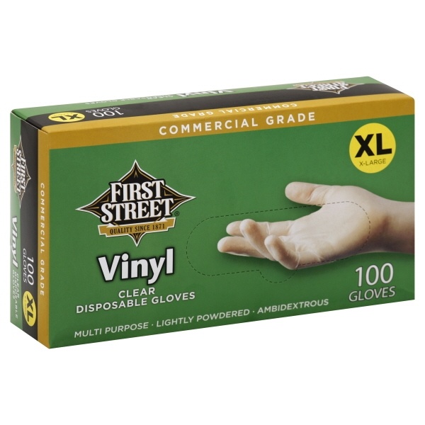 slide 1 of 1, First Street Vinyl Glove Extra Large, 100 ct