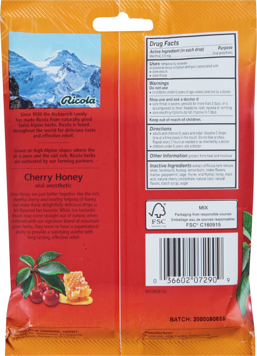 slide 5 of 9, Ricola Cherry Honey Cough & Throat Drops, 24 ct