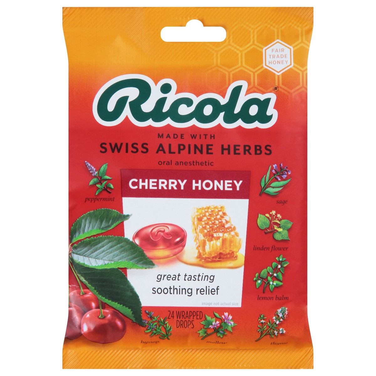 slide 1 of 9, Ricola Cherry Honey Cough & Throat Drops, 24 ct
