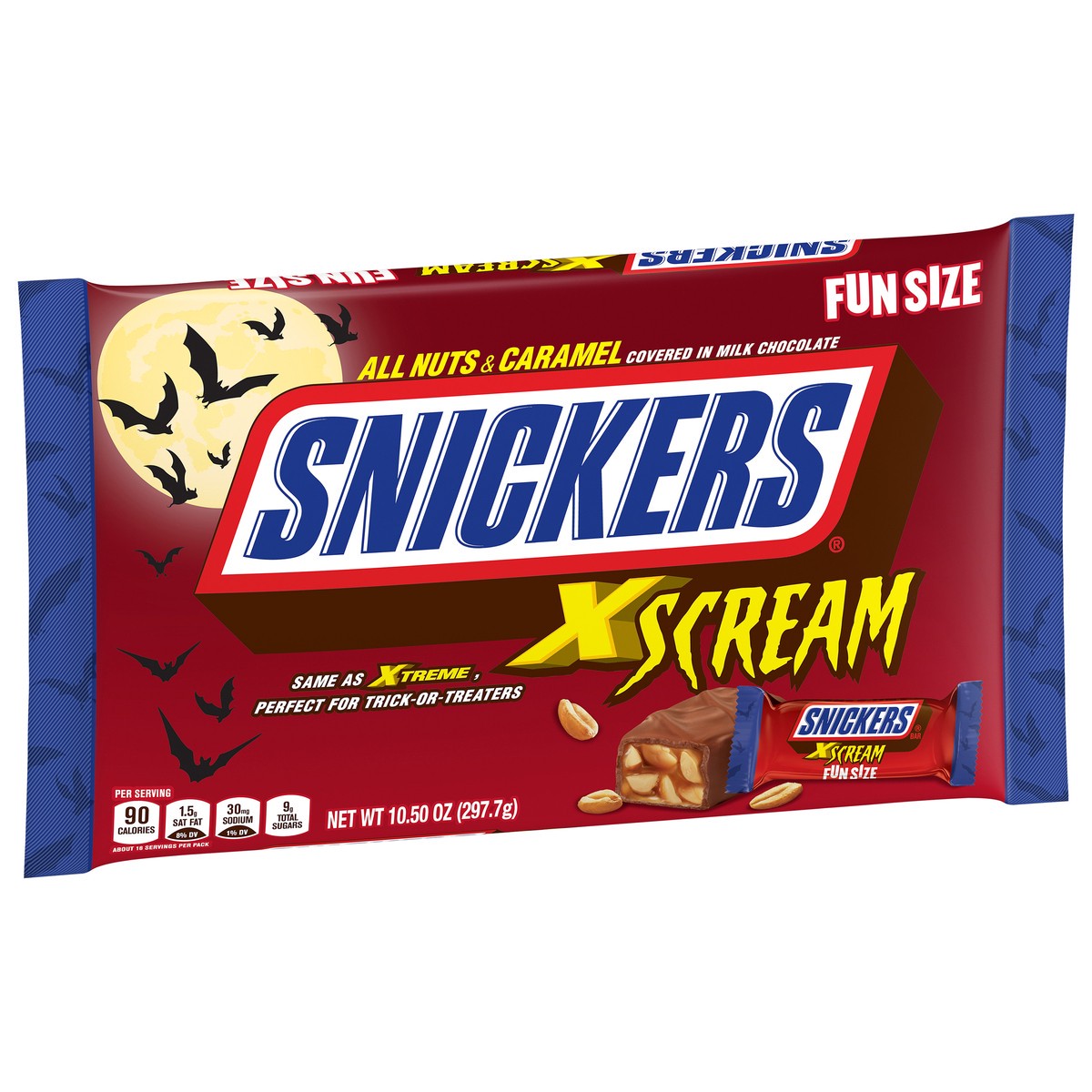 slide 4 of 9, SNICKERS XScream Fun Size Chocolate Halloween Trick or Treat Candy, 10.5oz, 10.5 oz