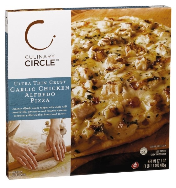 slide 1 of 1, Culinary Circle Ultra Thin Crust Garlic Chicken Alfredo Pizza, 17.1 oz