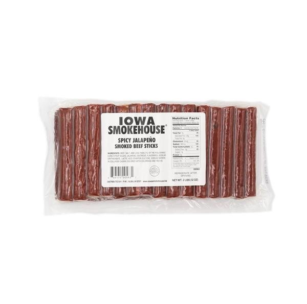 slide 1 of 1, Iowa Smokehouse Spicy Jalapeno Smoked Beef Sticks, 2 lb