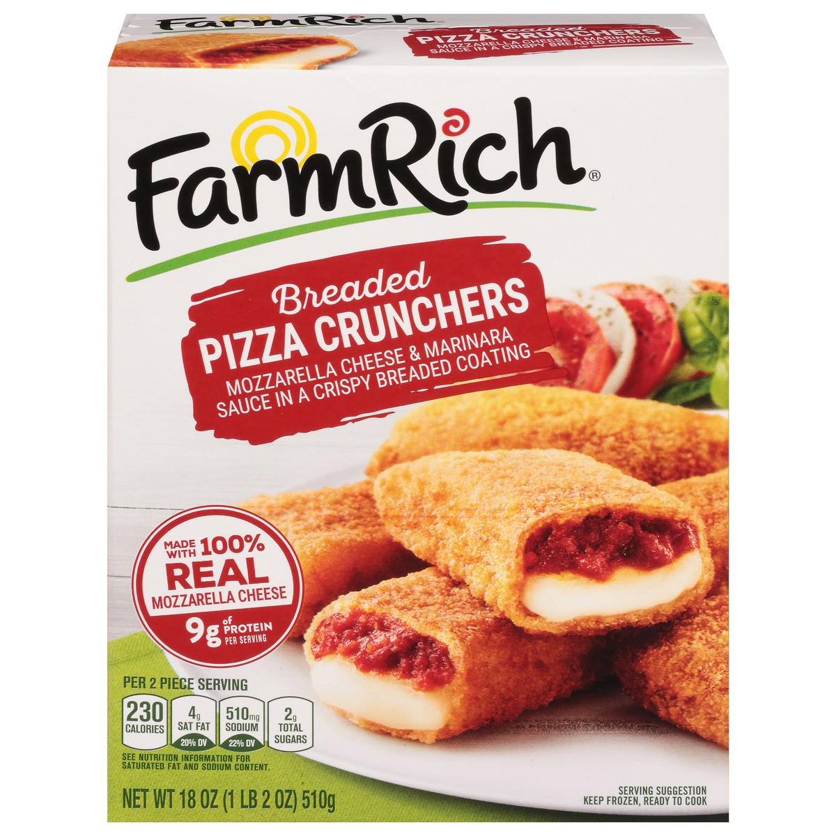 slide 3 of 4, Farm Rich Breaded Pizza Crunchers made with 100% Real Mozzarella Cheese, 18oz, 18 oz