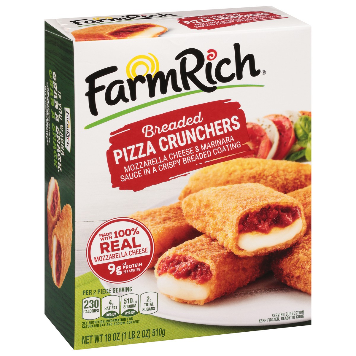 slide 4 of 4, Farm Rich Breaded Pizza Crunchers made with 100% Real Mozzarella Cheese, 18oz, 18 oz