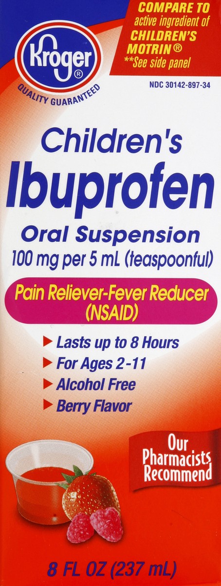 slide 1 of 5, Kroger Children's Ibuprofen Berry Flavor Oral Suspension, 8 fl oz