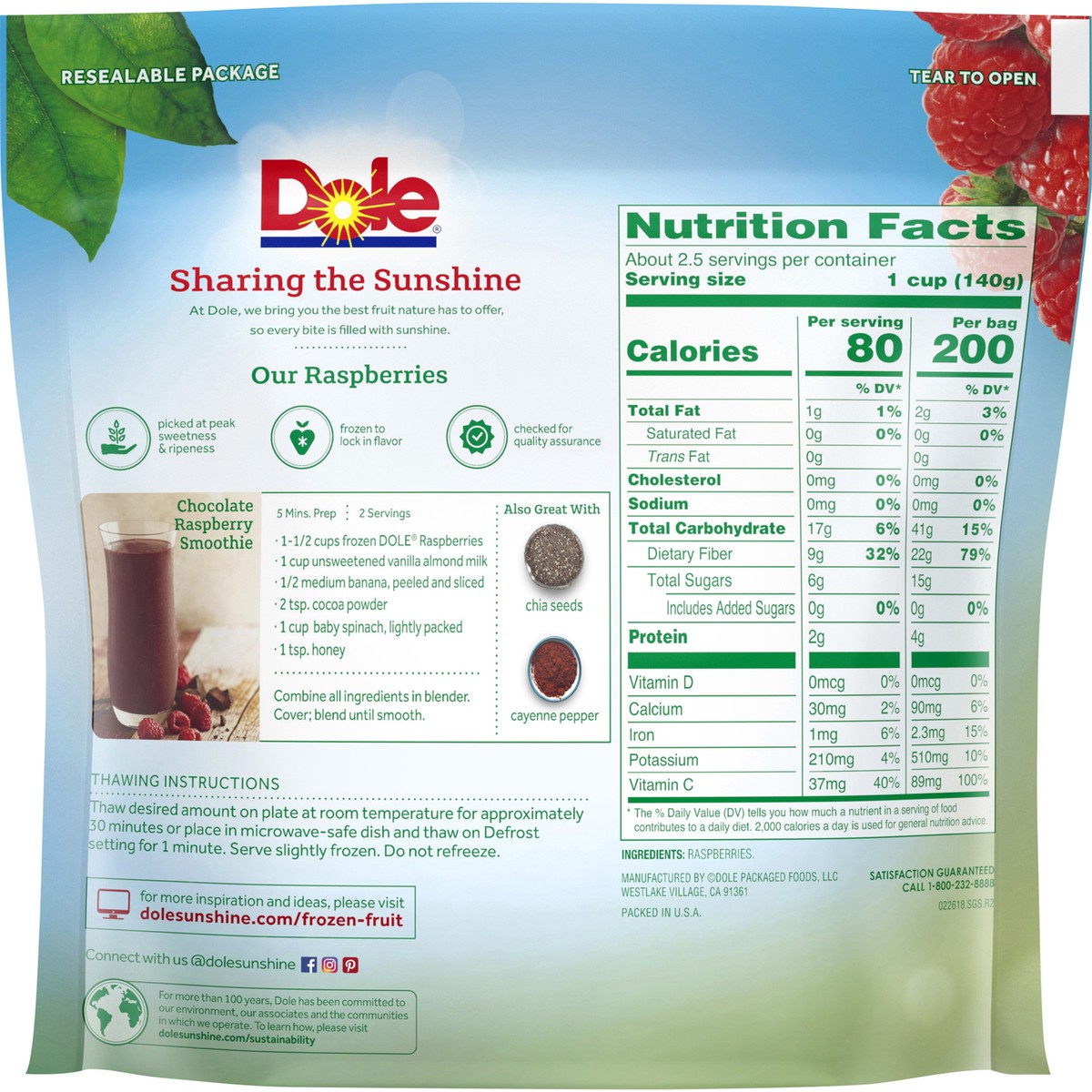 slide 5 of 9, Dole Raspberries 12 oz. Pouch, 12 oz