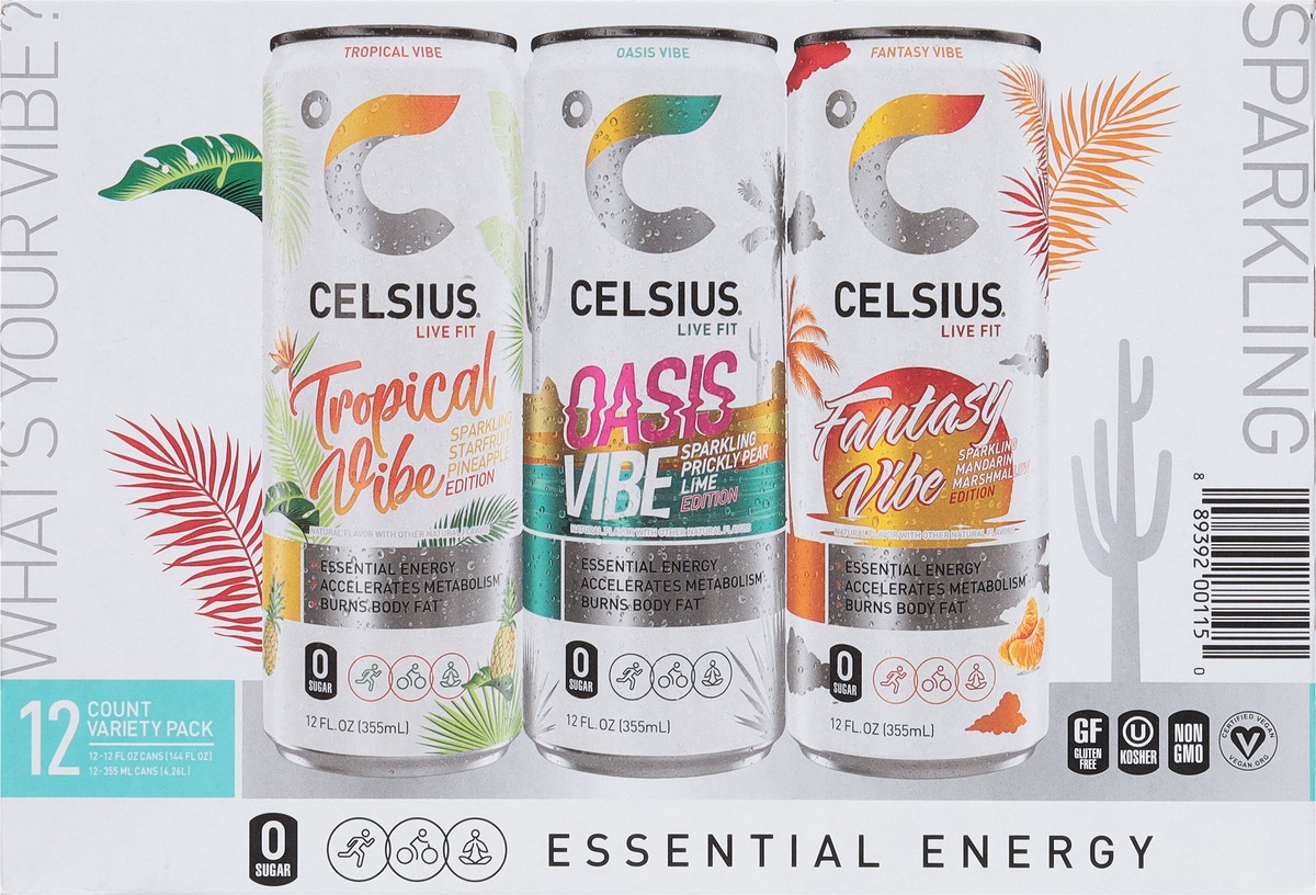 slide 6 of 9, CELSIUS Live Fit Energy Drink Variety 12 Fl Oz, 12 Count, 12 ct; 12 oz