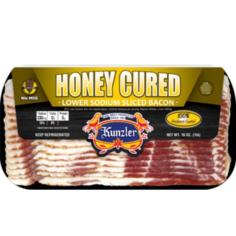 slide 1 of 1, Kunzler Bacon Honey Cured, 16 oz