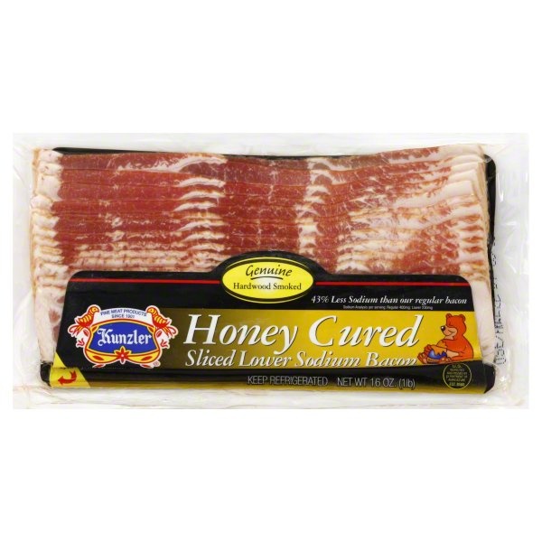 slide 1 of 1, Kunzler Bacon Honey Cured, 16 oz