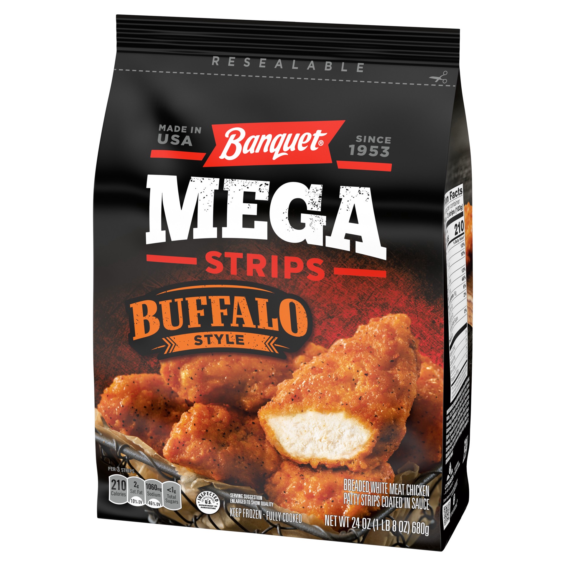 slide 2 of 4, Banquet Mega Buffalo Style Chicken Strips 24 oz, 24 oz