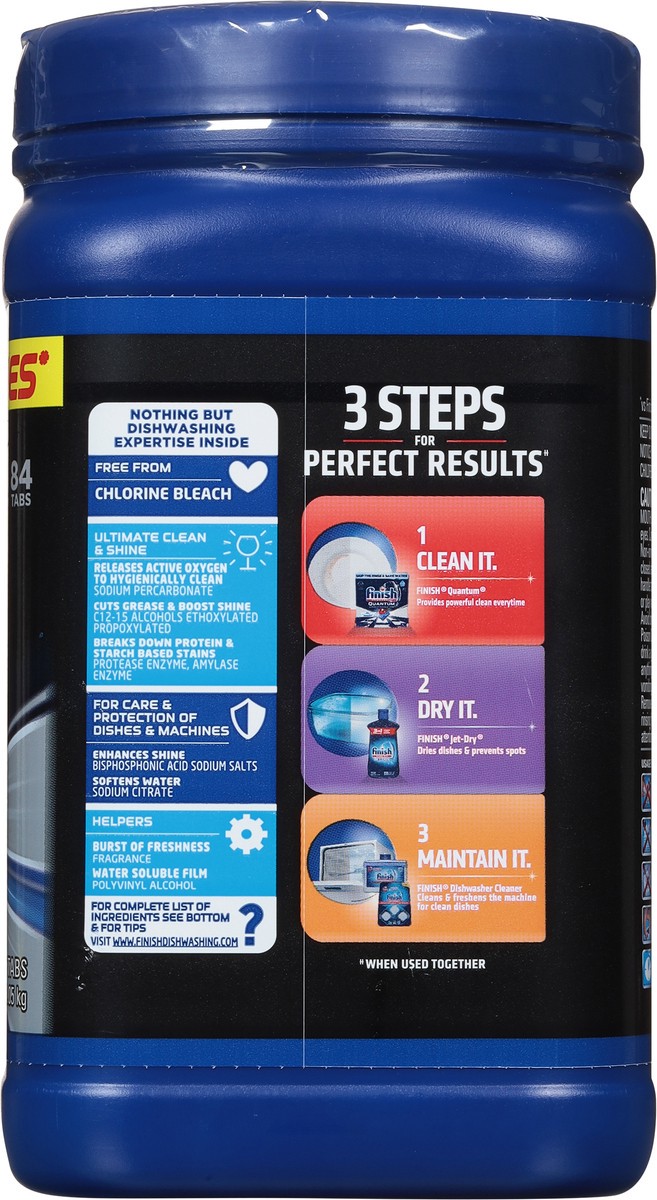 slide 5 of 9, Finish Quantum with Activblu technology 84ct, Dishwasher Detergent Tabs, Advanced Clean and Shine, 84 ct