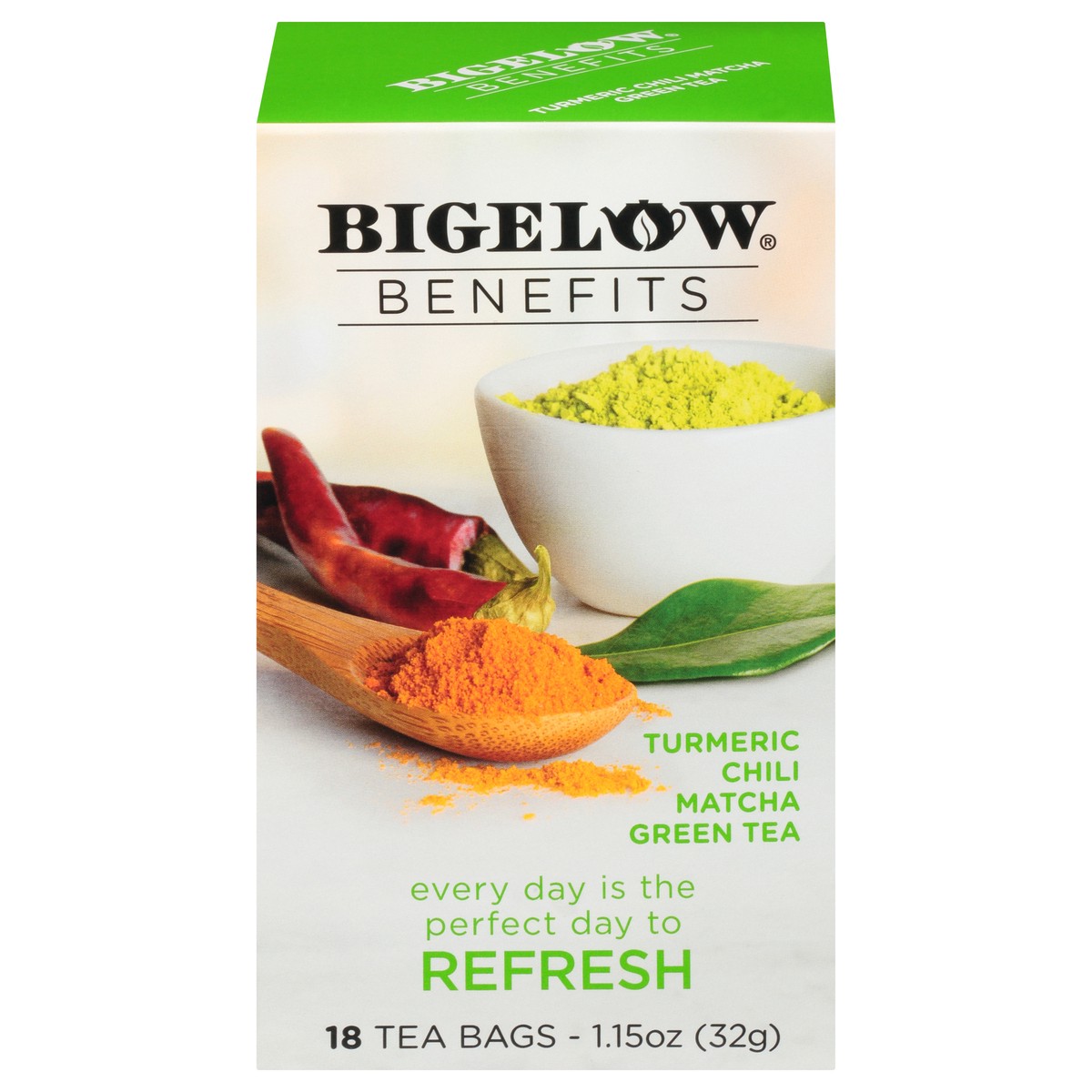 slide 1 of 9, Bigelow Benefits Matcha Green Tea, 18 ct
