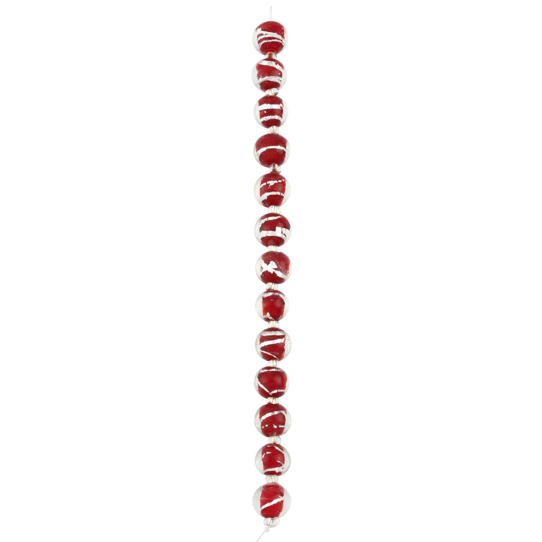 slide 3 of 3, Red Lampwork Glass Stripe Beads By Bead Landing, 10.5mm to 12mm