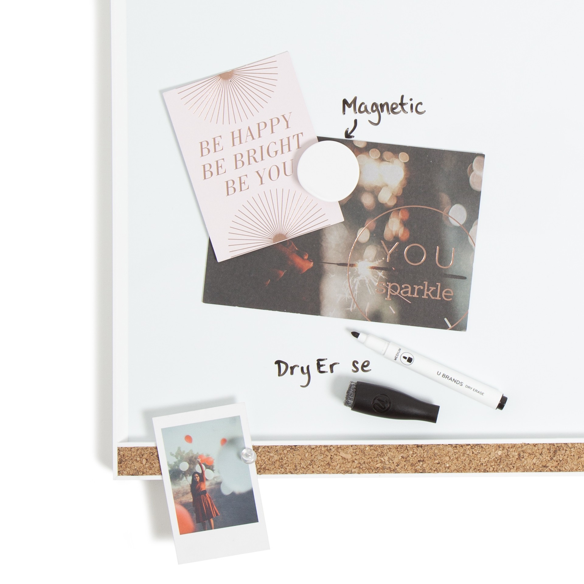 slide 2 of 7, U Brands Magnetic Dry Erase Board, 20x16 in., Modern Pin-It Frame, Includes Magnetic Marker, Magnet, 1 ct