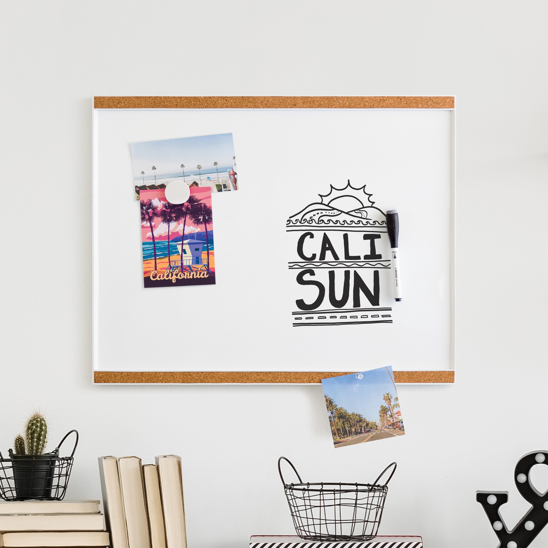 slide 5 of 7, U Brands Magnetic Dry Erase Board, 20x16 in., Modern Pin-It Frame, Includes Magnetic Marker, Magnet, 1 ct