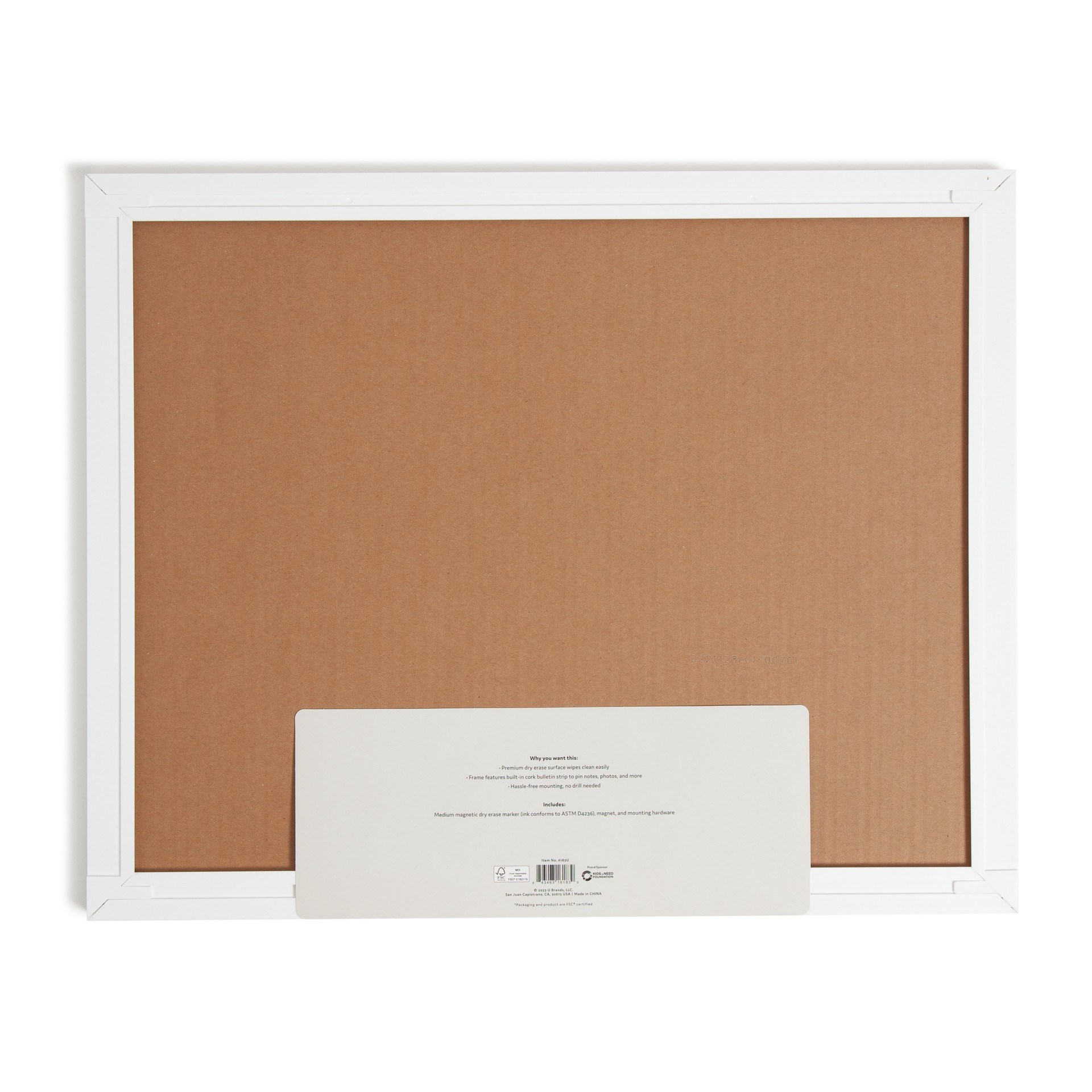 slide 4 of 7, U Brands Magnetic Dry Erase Board, 20x16 in., Modern Pin-It Frame, Includes Magnetic Marker, Magnet, 1 ct