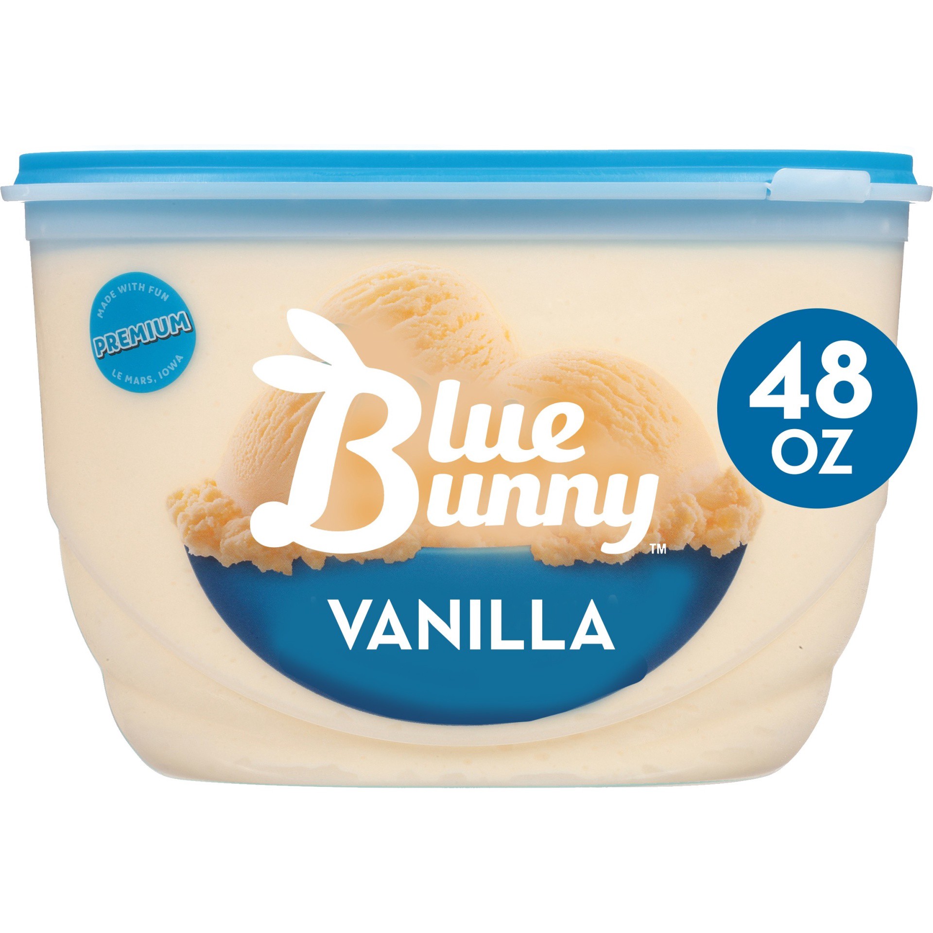 slide 1 of 2, Blue Bunny Premium Vanilla Frozen Dessert, 48 fl oz, 48 fl oz