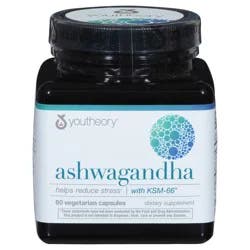 Youtheory Ashwagandha Vegetarian Capsules 60 ct