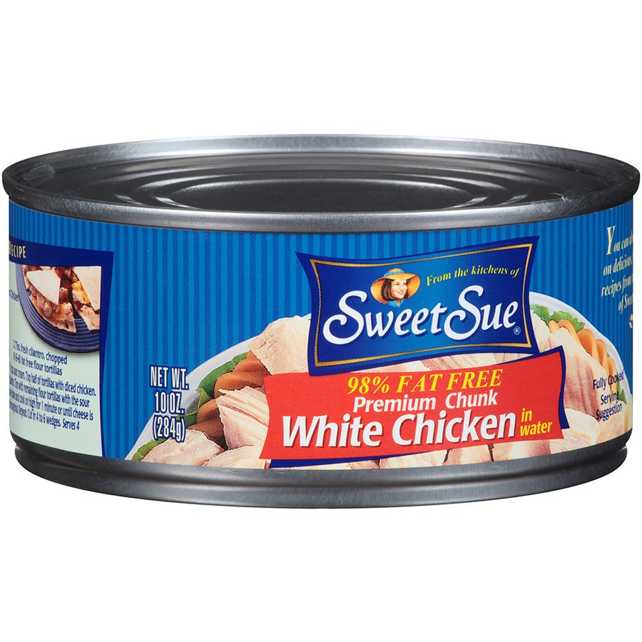slide 2 of 8, Sweet Sue 98% Fat Free Premium Chunk White Chicken, 10 oz