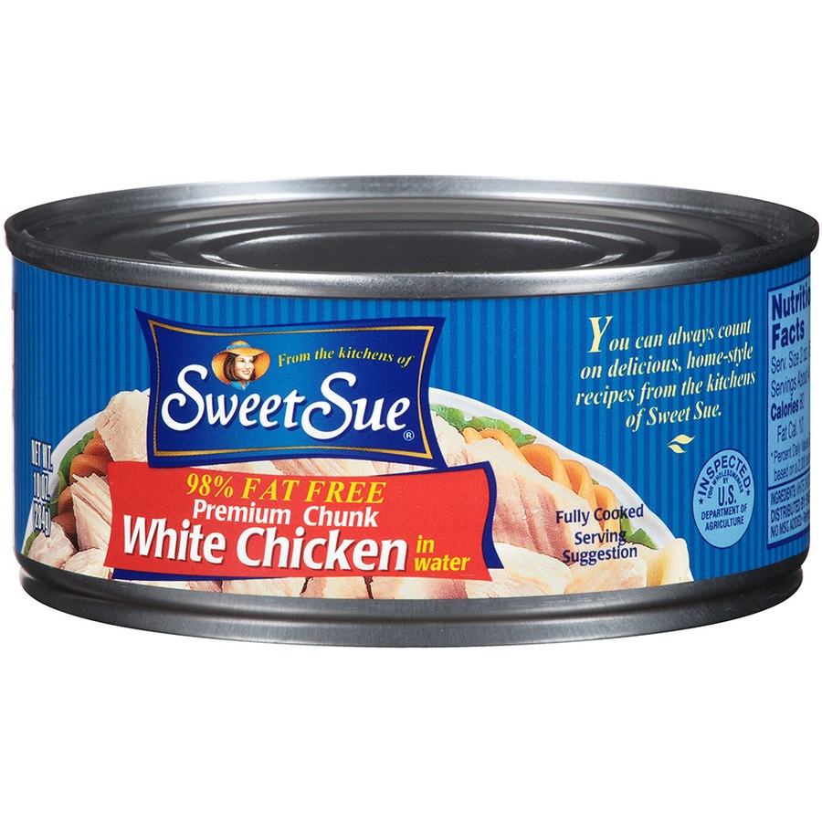 slide 3 of 8, Sweet Sue 98% Fat Free Premium Chunk White Chicken, 10 oz