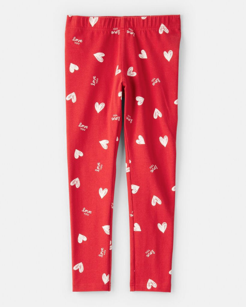 slide 2 of 3, Carters Girls Heart Pull-On Stretch Leggings Red 5, 1 ct