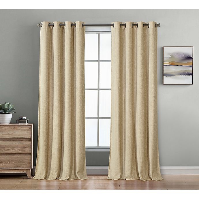 slide 1 of 7, Therapedic Baldwin Grommet 100% Blackout Window Curtain Panel - Gold, 63 in