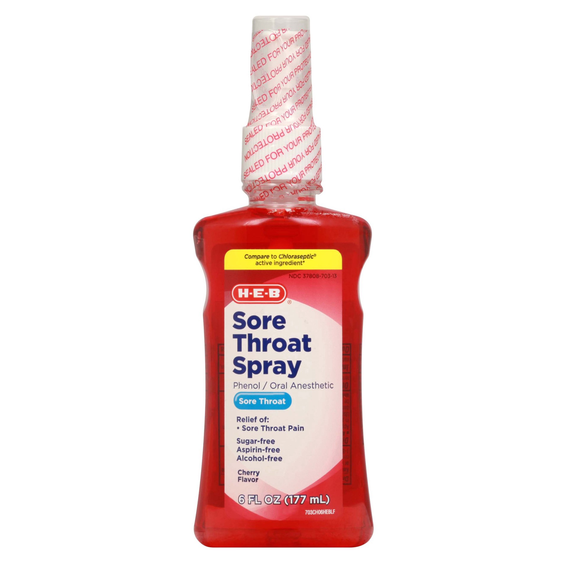 slide 1 of 1, H-E-B Cherry Sore Throat Spray, 6 oz